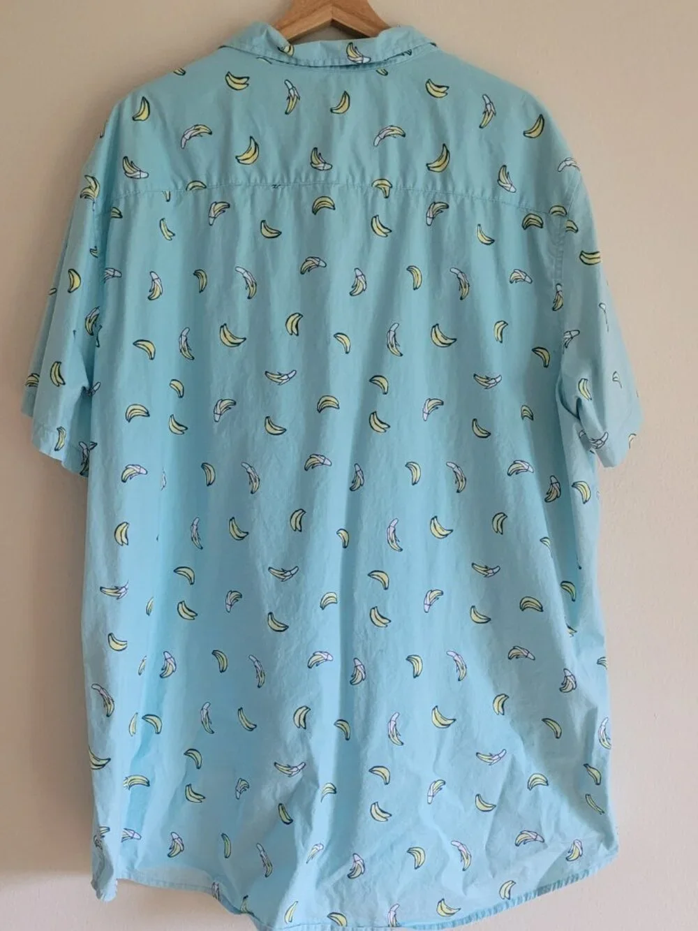 George mens short sleeve 3XL Button Down shirt Banana Graphic Teal/blue